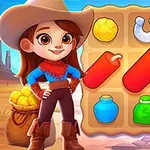 카우보이 복장을 한 소녀와 다양한 아이콘이 있는 퍼즐 매트, 숫자 2