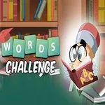 책장 앞에서 다양한 문자 블록과 책을 들고 있는 캐릭터가 있는 장면