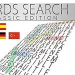 다양한 언어의 국기와 단어 찾기 퍼즐이 포함된 이미지입니다