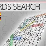 다섯 개의 국기 아이콘과 단어 퍼즐이 있는 단어 검색 이미지