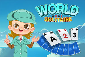 귀여운 탐정 복장을 한 캐릭터와 카드가 있는 밝고 푸른 하늘 배경