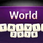 보라색 배경에 World Trivia 2018 글자가 중앙에 배치된 이미지