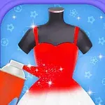 마네킨에 입혀진 드레스에 빨간 스프레이를 뿌리고 있는 모습