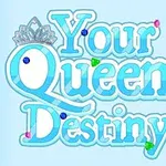 파란색 배경에 보석으로 장식된 Your Queen Destiny라는 텍스트가 중앙에 있는 이미지