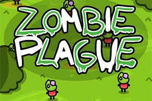 녹색 배경 위에 작은 귀여운 좀비 캐릭터들이 있고, 큰 글씨로 ZOMBIE PLAGUE가 쓰여 있습니다