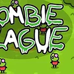녹색 배경 위에 작은 귀여운 좀비 캐릭터들이 있고, 큰 글씨로 ZOMBIE PLAGUE가 쓰여 있습니다