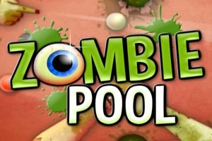 ZOMBIE POOL이라는 텍스트와 큰 눈 모양이 있는 이미지