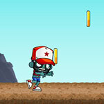 야구 모자를 쓴 만화 스타일의 좀비가 들판을 걷고 있으며 하늘에 코인들이 떠 있다