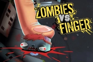 거대한 손가락이 작은 좀비를 밟고 있는 장면과 ZOMBIES VS FINGER라는 텍스트가 있는 이미지