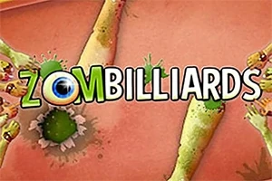 Zombilliards라는 텍스트와 함께 녹색 좀비 손과 눈알이 있는 이미지