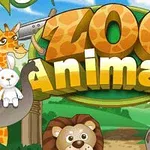 Zoo Animals라는 글자를 배경으로 여러 동물들이 모여 있는 이미지