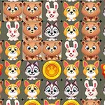 다양한 동물 얼굴과 나비, 금화를 그린 격자 무늬의 이미지