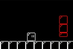 검은 배경에 흰색과 빨간색의 네모 블록들이 배열된 모습