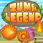 게임 제목이 표시된 커다란 돌판과 불타는 기둥들, 주황색 놀이 버튼이 있는 정글 배경